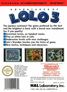 Adventures of Lolo 3 (Europe) box cover back